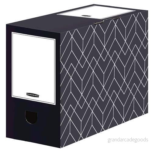 Bankers Box Arkivlåda A4, Décor serie för kontor och hem, 150 mm ryggrad, tillverkad av 100% återvunnen wellpapp, färg/motiv: midnattsblå, 5 stycken 43859768332