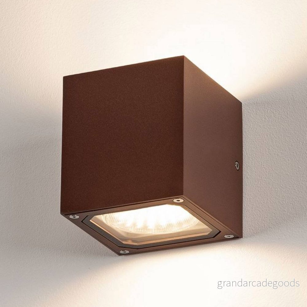 SLV Sitra Cube vägglampa för utomhusbruk, rostbrun 4024163112543