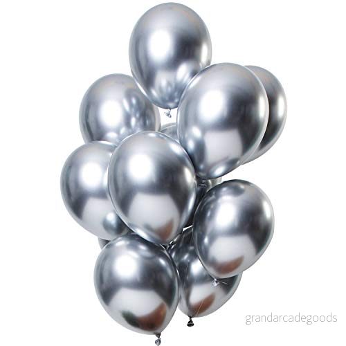 Folat 69710 ballonger spegel effekt silver 33 cm 12 stycken latex helium ballonger, födelsedagsdekoration 8714572697101