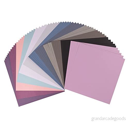 Vaessen Creative Florence Cardstock papper, färgblandning vinter, 216 gram/m², kvadratisk, 30,5 x cm, 60 stycken, släta, för scrapbooking, korttillverkning, stansning och andra pappershantverk 8716052226795