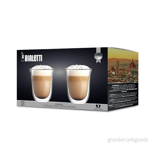 Bialetti Uppsättning med 2 muggar dubbel vägg ferenze, 300 ml, värmeisolering, borosilikatglas 8006363038416