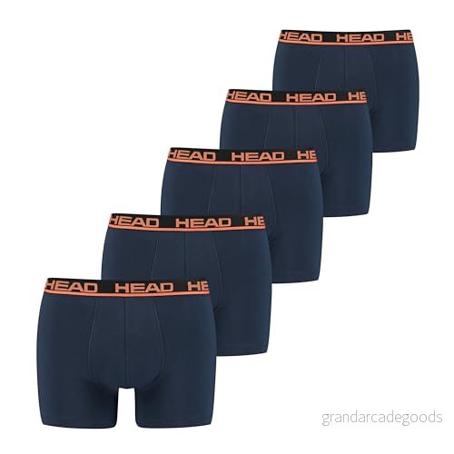 HEAD Basic boxershorts för män (förpackning med 5), Blå/Svart, XL 8720245174428