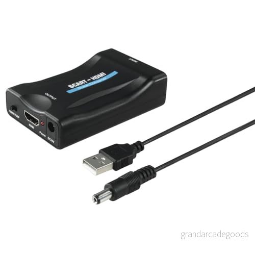 Hama AV/SCART omvandlare (Peritel till HDMI omvandlare, scart adapter, 1080P, HD, kompatibel med NTSC, Blu Ray, PS3, TV, ljud och video) svart/blå/röd/vit/guld 4047443434562