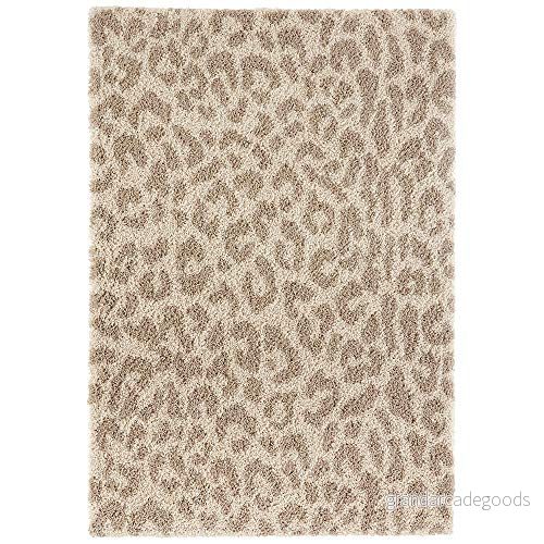 Hanse Home Matta med hög lugg, lurvig design, leopard, beige, mjuk i djurpälsmönster, safari look, vardagsrum, sovrum, kök, hall, modern storlek: 120 x 170 cm 4260659066055