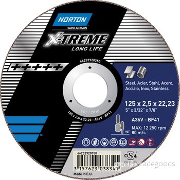 Kapskivor NORTON X TREME 125X1.6 STÅL/RF STRAIGHT (25 st) 3157623003875