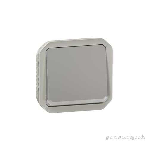 LEGRAND, Plexo ny insats, tryckknapp, 10 A, plug in terminaler (SL), IP55 IK 08, med kontrollfunktion, färg: grå, 069540L 3414971878419