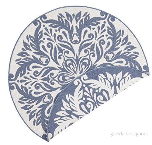 bougari inomhus & utomhus dörrmatta Madrid ø 140 cm Blau Creme 4260578022460