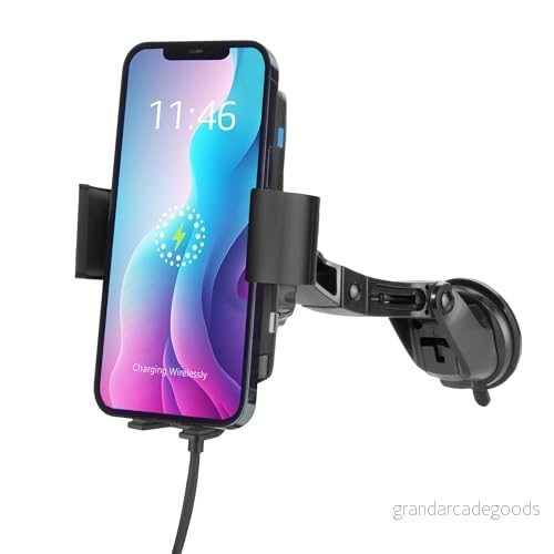 ACT Mobilhållare bil med laddningsfunktion, Qi 10 W snabb laddning, induktiv bil, USB C och USB, automatisk klämma, ventilationsklämma fönsterhållare AC9010 8716065491708