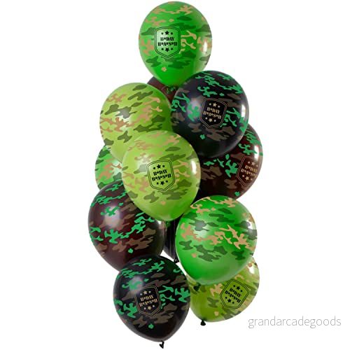 Folat 69331 ballonger "Happy Birthday" kamouflagefärger 30 cm 12 stycken latex heliumballong, födelsedagsdekoration, sorterad, 8714572693318