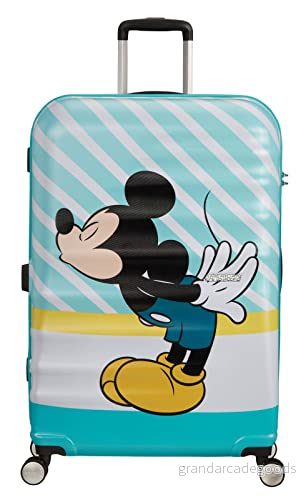 American Tourister Wavebreaker Disney Spinner, Flerfärgad (Musse blå kudde), L(77 cm 96 L), Spinner L (77 L) 5400520044082