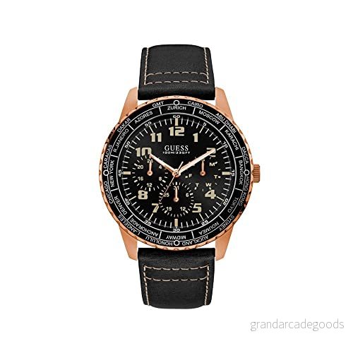 Guess herr analog kvartsklocka med läderarmband W1170G2 91661488399