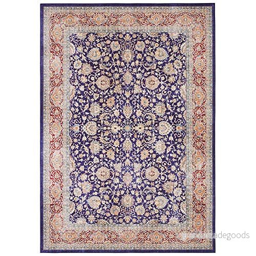 Elle Decor Design matta löpare orientalisk Keshan Maschad (80 x 200 cm, 100% polyester, golvvärme lämplig robust, enkel rengöring), marinblå 4260659061630