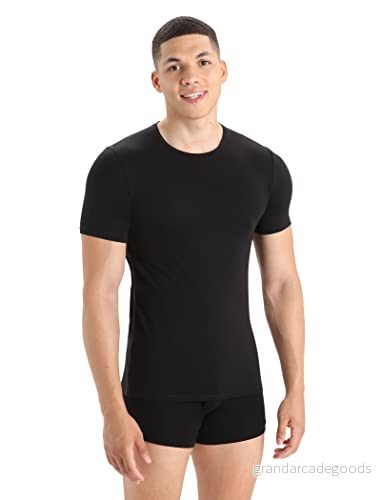 Icebreaker Anatomica Kortärmad Crewe T Shirt För Män Med Smal Passform Underkläder I Merinoull Svart, L 9420051419186