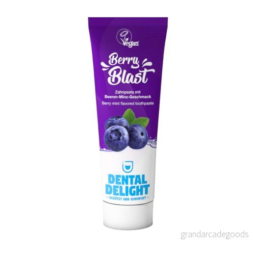 DENTAL DELIGHT Berry Blast Vegansk Tandkräm Med Smak (Blåbärsmynta, 1 Pack) 4260633190165
