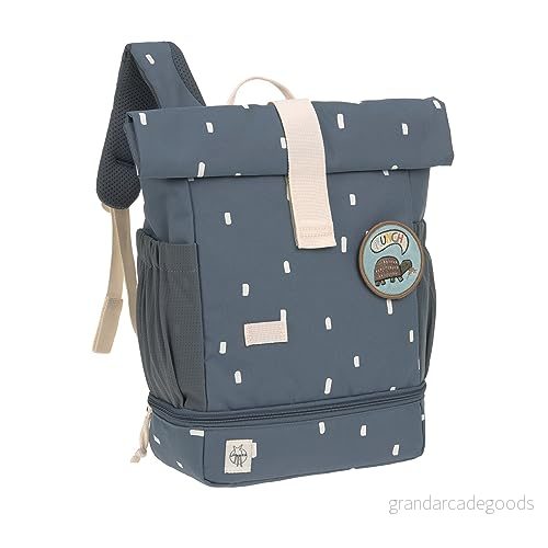 Casual dagisryggsäck Barnryggsäck rulltopp med bröstbälte vattenavvisande, 11 liter/mini ryggsäck glada tryck Mörkblå, 32,5 cm, bröstrem 4066239122025