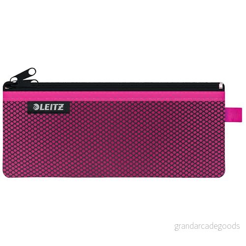 Leitz WOW Fodral med två fickor, dragkedja, nylon, tvättbar, medium (21 x 8,5 cm), rosa, 40120023 4002432122530