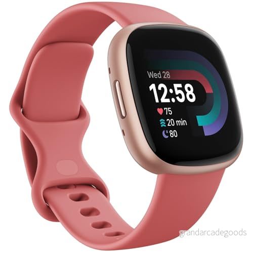 Fitbit Versa 4 - 40 mm kopparros smart klocka med band rosa sand bandstorlek: S/L Bluetooth, NFC 810038858739