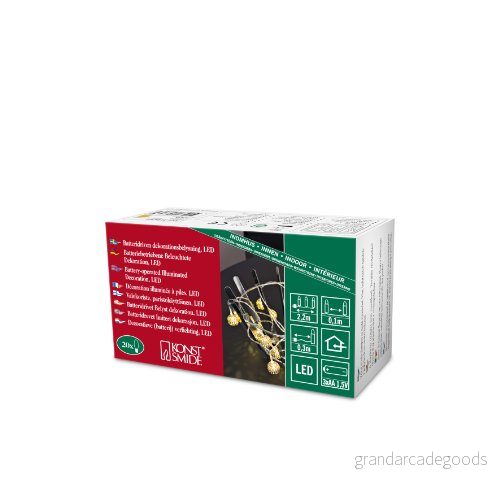 Konstsmide 3158 803 LED dekorativa ljuskedja "guldfärgade metallbollar", för inomhus/batteridriven: 3 x AA 1,5 V (exklusiv)/20 varma vita dioder/transparent kabel 7318301588039