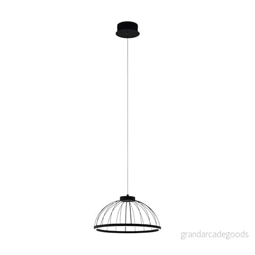 EGLO LED pendellampa bogotenillo, 1 flamig hänglampa vintage, modern, av stål och plast, matbordslampa i svart, vit, vardagsrumslampa, Ø 38 cm 9002759994013