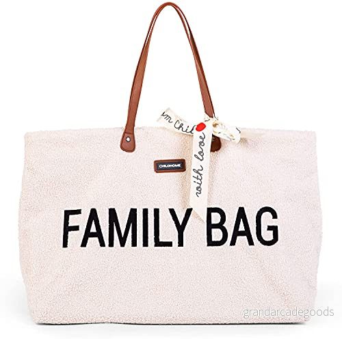 CHILDHOME, Family Bag, skötväska, resväska, weekendväska, stor kapacitet, löstagbar ficka ingår,Teddy oblekt 5420007160906