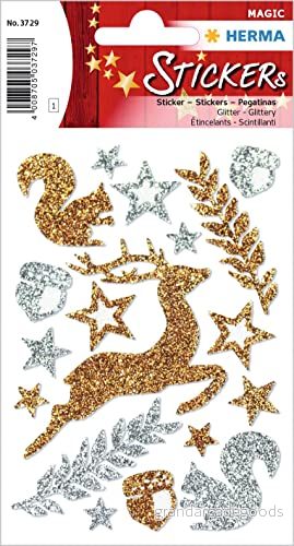 Herma julklistermärke MAGIC "Waldtiere", glittrig 4008705037297