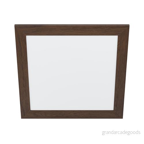EGLO LED-panel piglionasso med trä deco ram, taklampa i mörkbrun, kökslampa, kontorslampa, LED-korridor lampa takneutral vit, L x B 50 cm 9002759994747