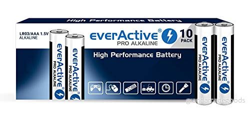 everActive AAA batterier 10 pack, Pro alkalisk, Micro LR03 R03 1,5 V, högsta prestanda, års hållbarhet, stycken, svart/vit 5902020523765