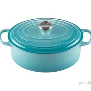 Le Creuset Signature gjutjärnspanna med lock, Ø 29 cm, oval, lämplig för alla typer av spisar och induktion, volym: 4,7 l, 4,675 kg, karibisk 24147263104 Le Creuset Signature gjutjärnspanna med lock, Ø 29 cm, oval, lämplig för alla typer av spisar och induktion, volym: 4,7 l, 4,675 kg, karibisk 24147263104
