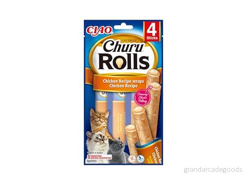INABA Churu Rolls kattgodis hälsosamma snacks, naturliga ingredienser med kyckling 40 g (1 pack), kattsnacks i premiumkvalitet 8859387700780