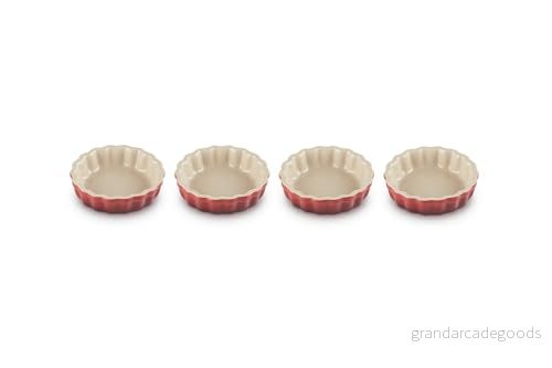 Le Creuset Tårtformar set, 4 delar, rund, 200 ml/Ø 11 cm, stengods, körsbärsröd 630870045377