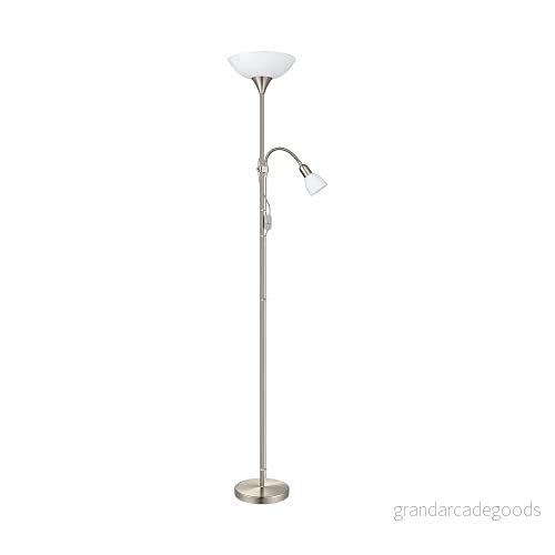 Eglo Up 2 Golvlampa Med Läslampa Nickel-Matt Vit 9002759828424