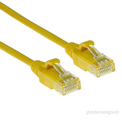 ACT CAT6 nätverkskabel, U/UTP LSZH LAN kabel tunn 3,8 mm smal linje, flexibel snagless Ethernet med RJ45 kontakt, för användning i datacenter, 2 meter, gul DC9802 8716065404678