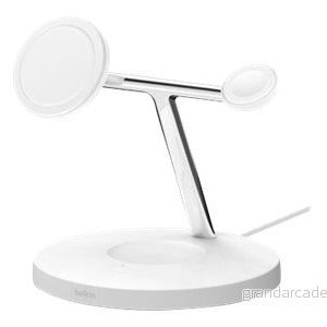 Belkin MagSafe 3 i 1 trådlös laddare, 15W snabbladdning för iPhone, Apple Watch och AirPods, laddningsstation iPhone 15, 14, Plus, Pro, Pro Max, 13, 12, AirPods Vit 745883836628