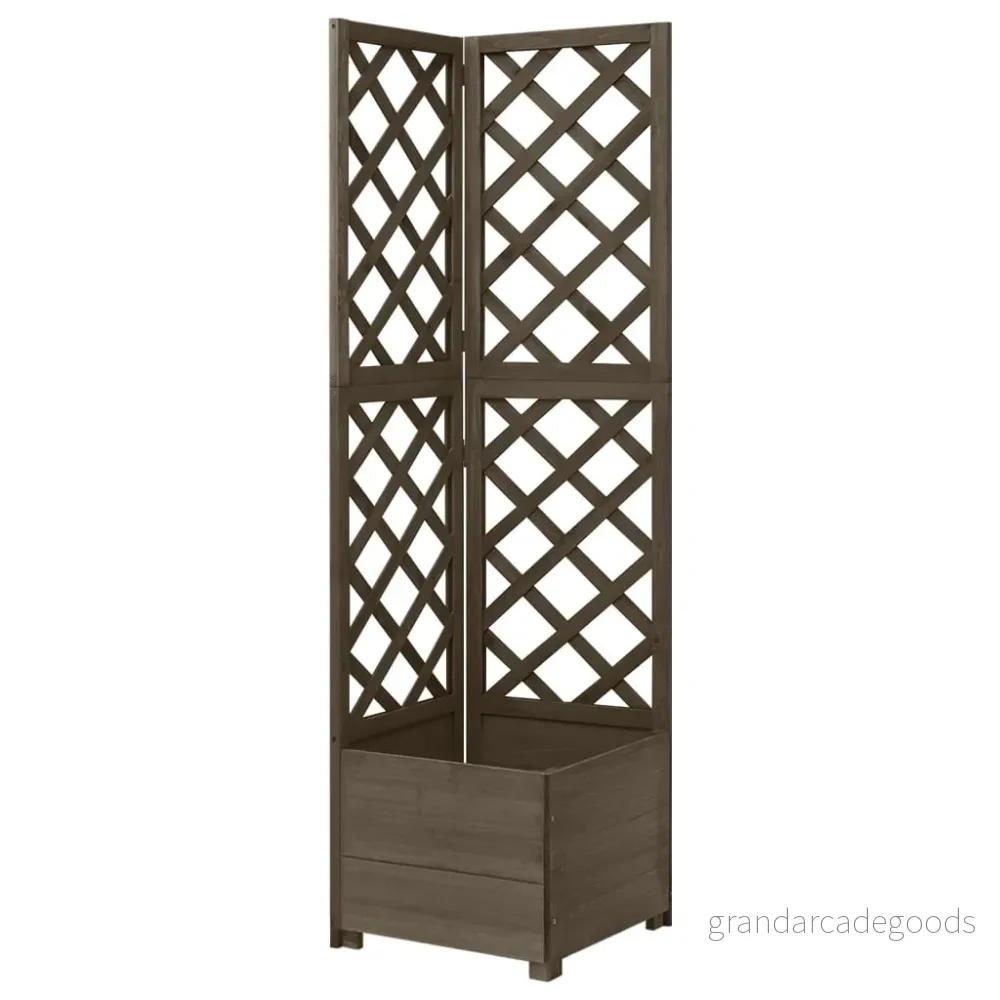 Hörnspaljé med odlingslåda grå 40x40x150 cm massivt granträ 8720286432280