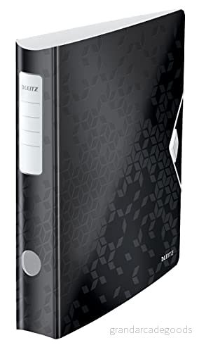 Leitz WOW Active Gaffelpärm, A4, böjd rygg, 65 mm bred, elastiskt band, lätt polyskum, svart, 11070095 4002432120536