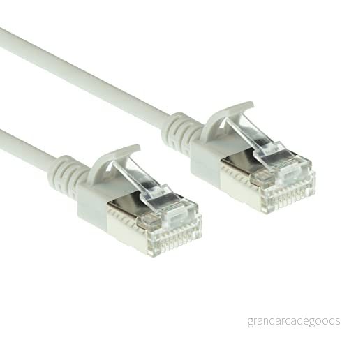 ACT CAT6a nätverkskabel, U/FTP LSZH LAN kabel, tunn 3,8 mm slimline, flexibel snagless CAT 6a kabel med RJ45 kontakt, för användning i datacenter, 0,25 meter, grå DC7052 8716065441246