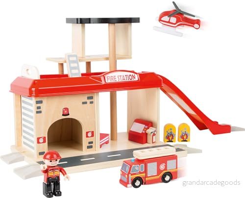 Small Foot brandstation med brandbil, brandman och helikopter, från 3 år, 10900 järnvägstillbehör, flerfärgad 4020972109002