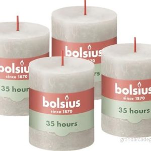 BOLSIUS Rustic Pillar Candle, Light Grey, 8 x 7 cm (Pack 4) 8717847147974 BOLSIUS Rustic Pillar Candle, Light Grey, 8 x 7 cm (Pack 4) 8717847147974