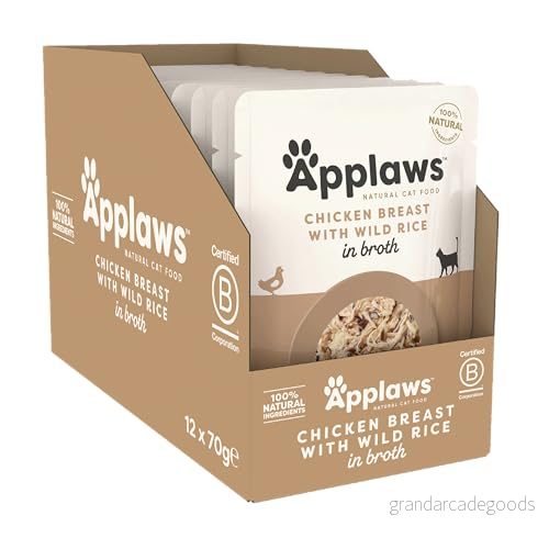 Applaws Premium Natural kattfoder våt, kyckling med vilt ris i buljong 70 g portionspåsar (12 x g) 5060122492089