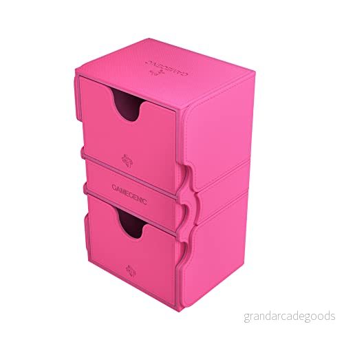 Gamegenic Stronghold 200+ XL konvertibel däcklåda Dubbelärmad kortförvaring kortspelskydd med tillbehörslåda Nexofyber Surface Rymmer upp till 200 kort rosa tillverkad (GGS20115ML) 4251715412237