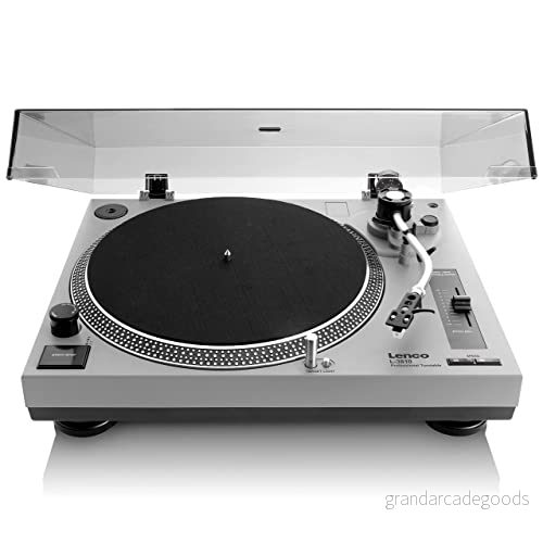 Lenco L 3810GY Direct drive Record Player with USB/PC encoding Grey Skivspelare Grå 8711902071976