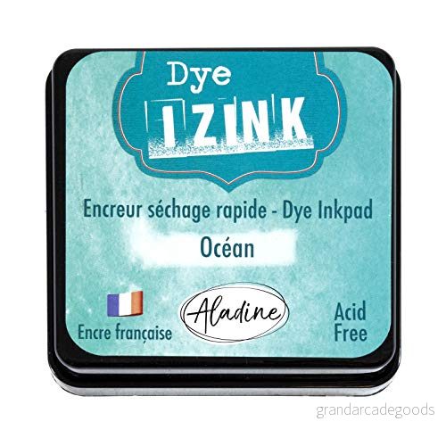 Aladine - Izink Dye Ocean snabbtorkande stämpel- och stenciler scrapbooking kreativ korttillverkning franskt bläck storlek M 5 x cm havsfärg turkos 3660016192624