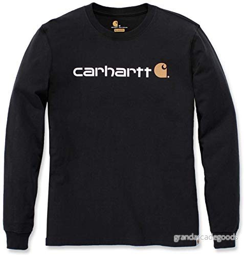 Carhartt herr T-tröja Långärmad arbetskläder signatur grafisk T-shirt - kärnlogotyp , svart, XL 192776203027