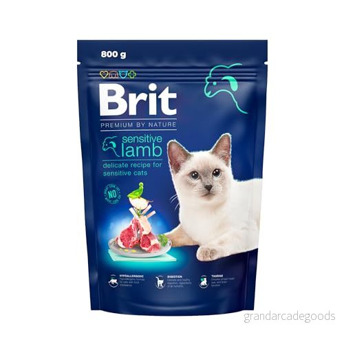 Brit Premium by Nature torrfoder för känsliga katter, allergivänligt kattfoder, smak lamm, 800 g 8595602553105