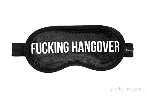 FISURA "F*cking Hangover" kall gel ögonmask. Svart Gelmask för svullna ögon och mörka ringar. Uppfriskande ögonmask med meddelande. 18,5 cm x 9 8435436727832