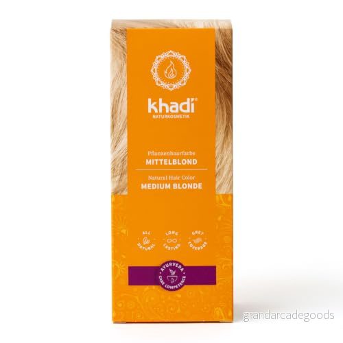 khadi MittelBLOND Växthårfärg, hårfärg för levande medelblond upp till kraftfullt glänsande rödblond, naturhårfärg 100% vegetabilisk, naturlig, och certifierad naturkosmetik, 100 g 4260378040022