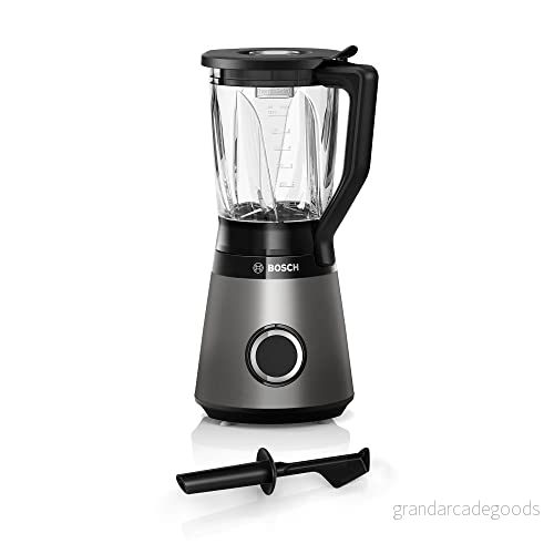 Bosch Blender VitaPower Series 4 MMB6172SN, förbättrad version, 10 års motorgaranti, blad av rostfritt stål, 1,5 l glasbehållare, diskmaskinssäkra delar, 30 000 varv/min, 1 200 W, silver 4242005375318