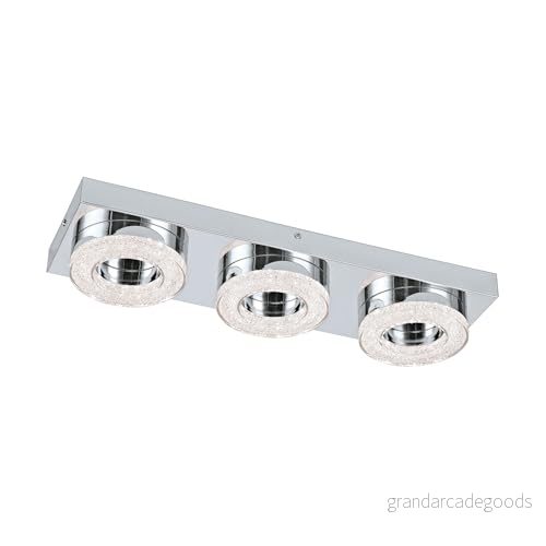 Eglo LED taklampa, Fradelo, taklampa med 3 ljuskällor, vardagsrum av metall och plast i krom, klar kristall, sovrum, rund, lysdioder varmvit, L 46 cm 9002759956639