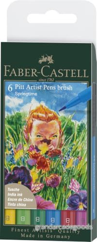 FABER CASTELL 167177 bläckpenna Pitt Artist Pen, Springtime, B, fodral med 6 4005401671770