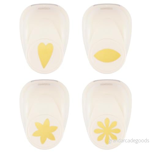 Vaessen Creative Stanzer Set motivstansare hjärta, blomblad, blomma, tusensköna 4 stycken lerpapper och pysselmaterial upp till 250 g/m² för pyssel med papper scrapbooking 8716052238194